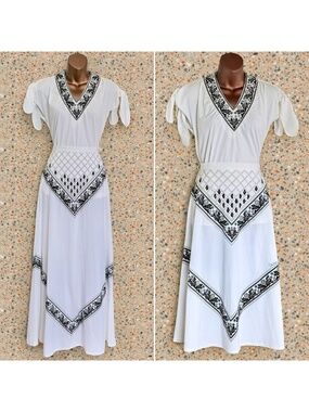 VTG 70s Miss Shaheen Hawaiian 3pc Convertible Hosting Set 2 Skirts with Top XS-S